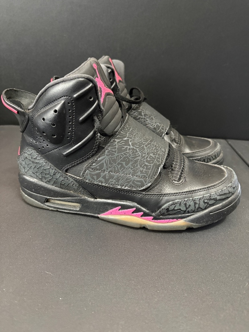 Jordan Kids Black and Pink Sneakers